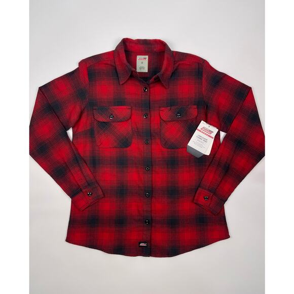 NWT Dickies Women’s Red & Black Plaid Flannel Shirt Size Small - Picture 1 of 10